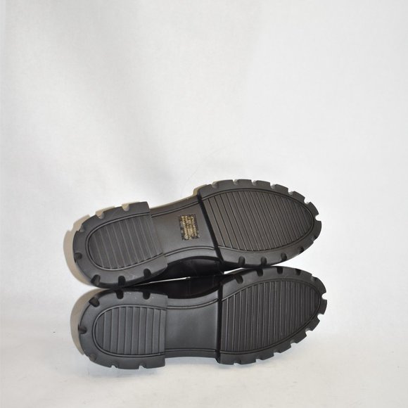 $500 AGL Monique Bit Loafer SHOE PLATFORM BLACK LEATHER SILVER 40 (TC10)